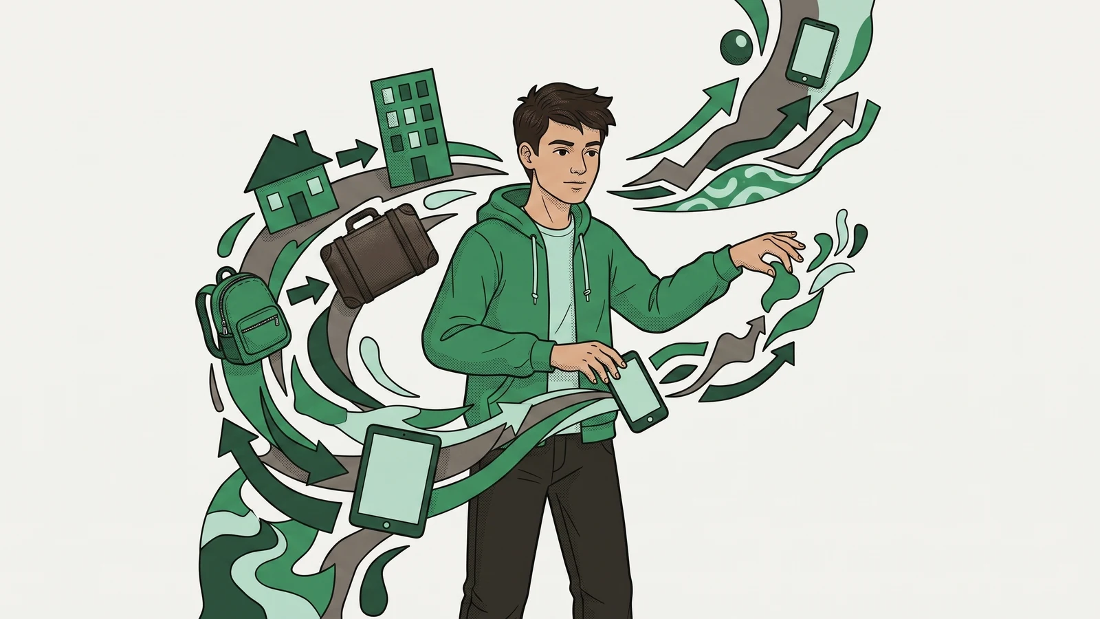 Illustration for the Altitude article “Helping Your Teen Adapt to Constant Change Without Shutting Down” — teen adaptability.